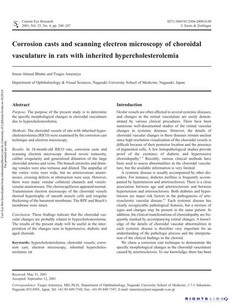 Pdf Corrosion Casts And Scanning Electron Microscopy Of Choroidal