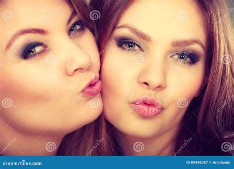 Two Beautiful Women Blonde And Brunette Having Fun Stock Image Image Of Charming Lovely