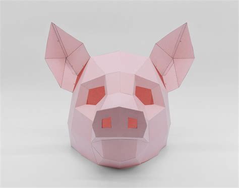 Máscara De Cerdo De Papel Plantillas Para Imprimir Máscara Etsy