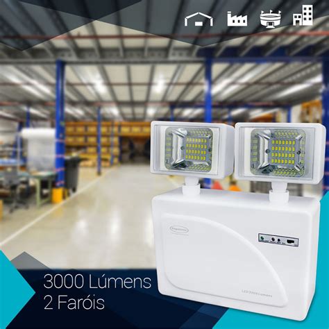 Luminária de Emergência LED 3000 Lúmens 2 Faróis 24777 SEGURIMAX P1825