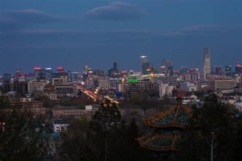 Night View of Beijing Skyline from the Jingshan Park Stock Photo ...