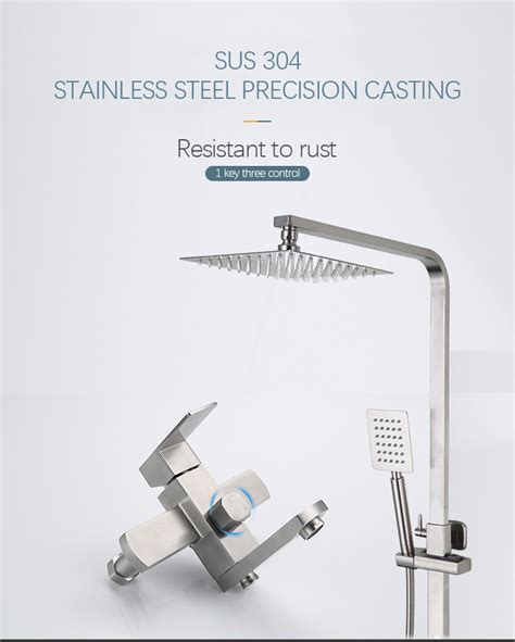 Keve In Stainless Steel Hot And Cold Shower Set For Bathroom Rainshower Set With Faucet