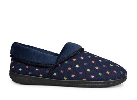 Padders Mellow Slippers Navy Woven Spot