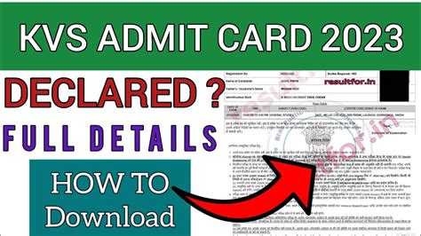 Kvs Admit Card 2023 How To Check Kvs Prt Pgt Tgt Admit Card 2023