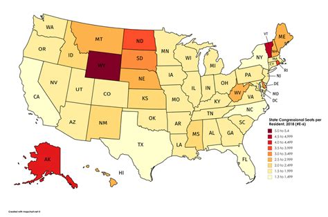 Congressional Seats per Residents of each state, 2018 : MapPorn