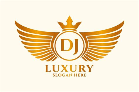 Luxury royal wing Letter DJ crest Gold color Logo vector, Victory logo ...