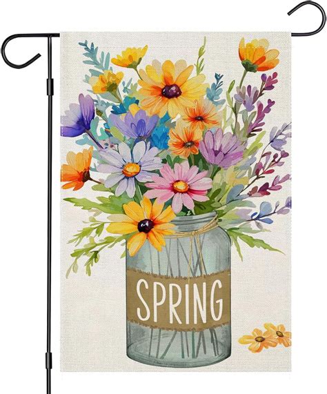 Spring Garden Flags For Outside Double Sided Watercolor Flowers Floral