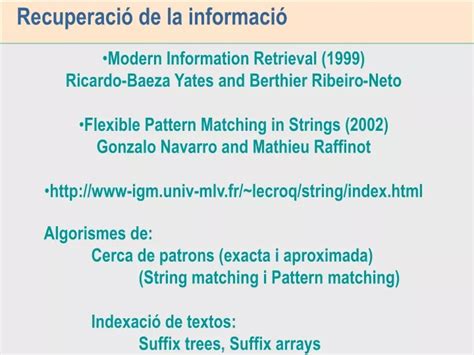 PPT Recuperació de la informació PowerPoint Presentation free