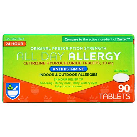 Rite Aid Cetirizine 24 Hour Allergy Relief 90 Tablets 90 Ct Delivery