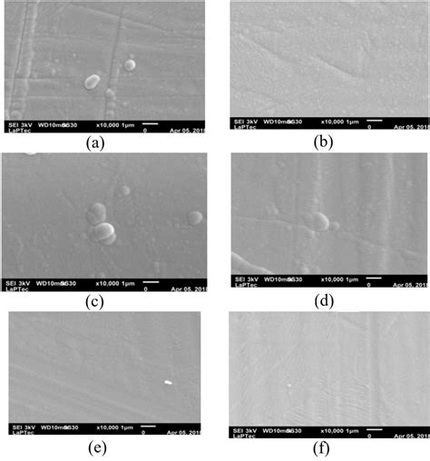 Scanning electron micrographs of the surface of the films deposited at ...