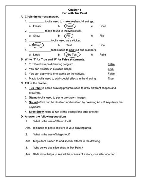 TUX PAINT Worksheet for Language Arts