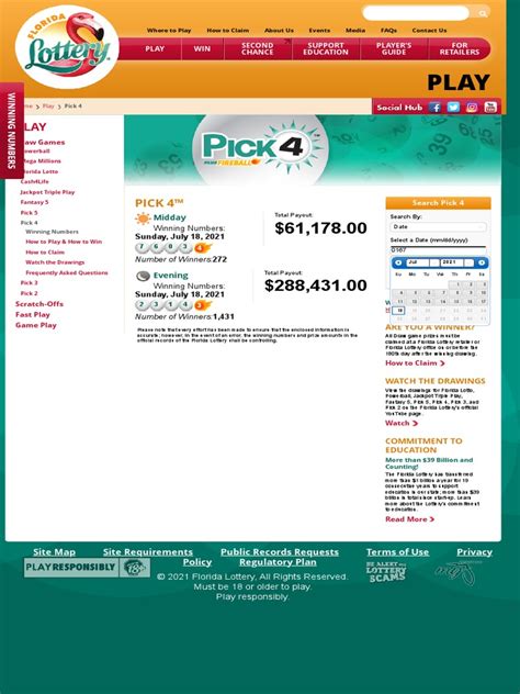 Florida Lottery Pick 4 Pdf Powerball Lottery