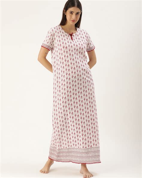 Buy Womens Maroon Aop Nightdress Online In India At Bewakoof