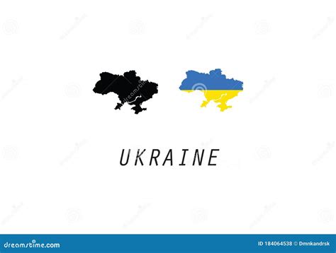 Ukraine Outline Map Country Shape National Borders Stock Vector ...