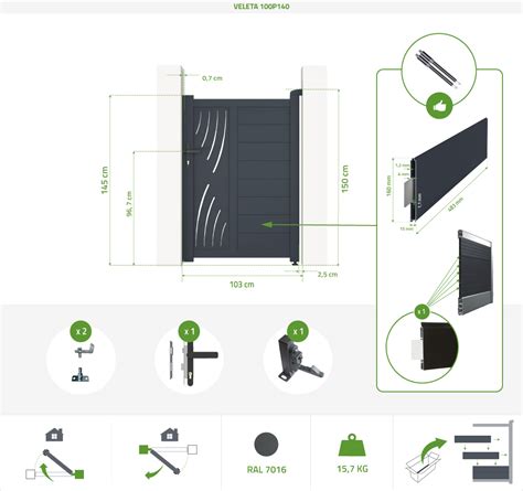 Pack Swing Gate 3m Grey VELETA H 140 Side Gate VELETA H 140 Casanoov