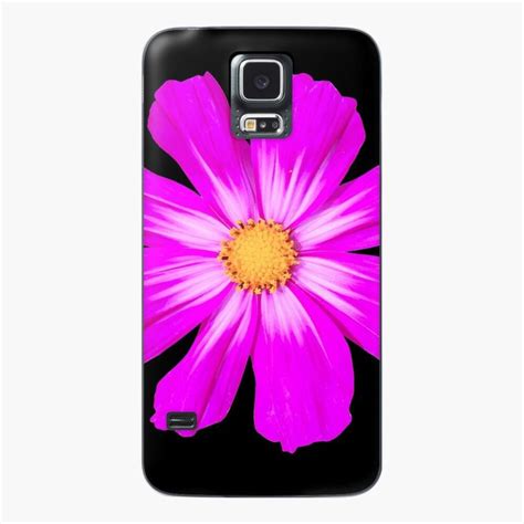 A Pink Flower With Yellow Center Is Shown On The Back Of A Samsung Phone Case