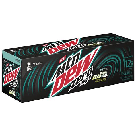 Mountain Dew Zero Sugar Baja Blast Tropical Lime Soda Pop Oz