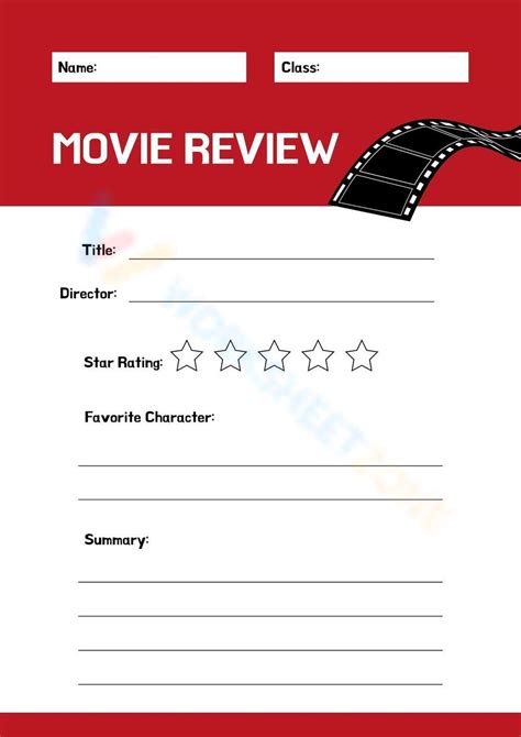 Red And White Movie Review Worksheet Worksheet