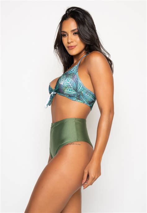 Biquíni Mood Modas Hot Pants Feminino Cintura Alta Verão Moda Praia Blogueira Verde Compre