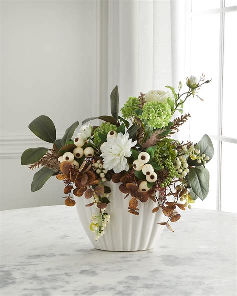 John Richard Collection Elegant White Faux Floral Arrangement Neiman