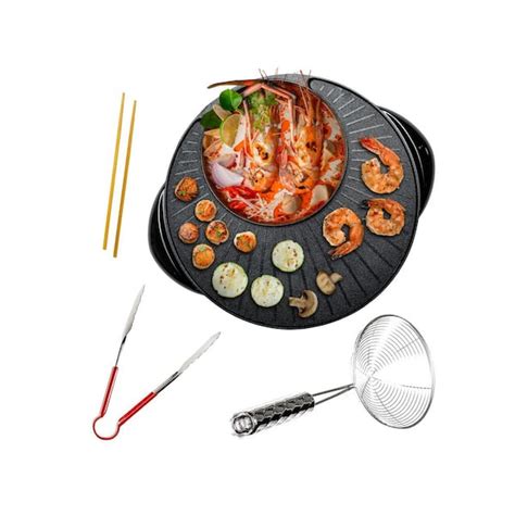 Ovente Electric Hot Pot And Grill Combo With Temperature Control And Free Accessories Gh B