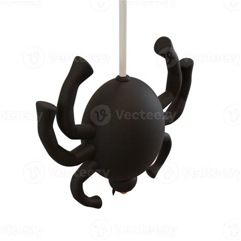 3d Spider Hanging Using A Web For Halloween Party Decoration 11728420 Png