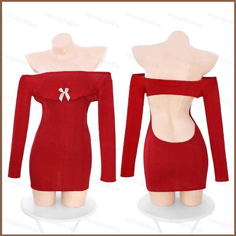 Festa De Natal Mulheres Lingerie Corpo Vermelha Seios Abertos Vestido Cosplay Traje Erótico