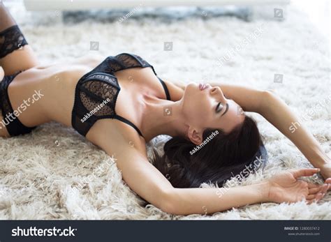 Sexy Brunette Woman Underwear Posing On Stock Photo 1280037412 Shutterstock