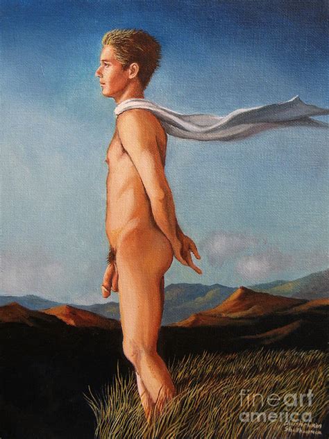 Naked Male Feeling The Breeze Painting By Christopher Shellhammer Fine Art America