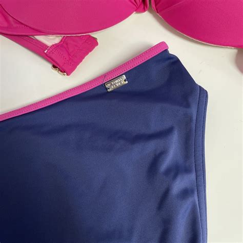 Victoria S Secret Medium Blue Pink Bikini Bottom Gem