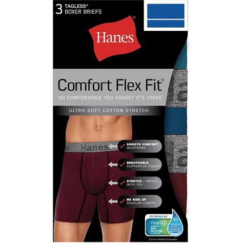 Hanes Mens Comfort Flex Fit® Ultra Soft Cotton Stretch Boxer Briefs 3