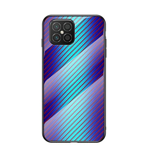 For Huawei Nova 8 Se Gradient Carbon Fiber Texture Tpu Border Tempered Glass Case Blue Fiber