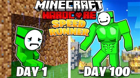 I Survived 100 DAYS As A SPEEDRUNNER In HARDCORE Minecraft YouTube