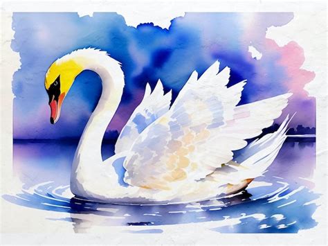 Premium Ai Image Swan Watercolor Painting Reproduction Artistic