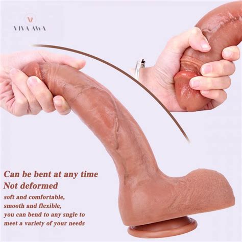 Large Ultra Realistic With Raised Veins Inch Curved Dual Density Silicone Suction Cup Dildo