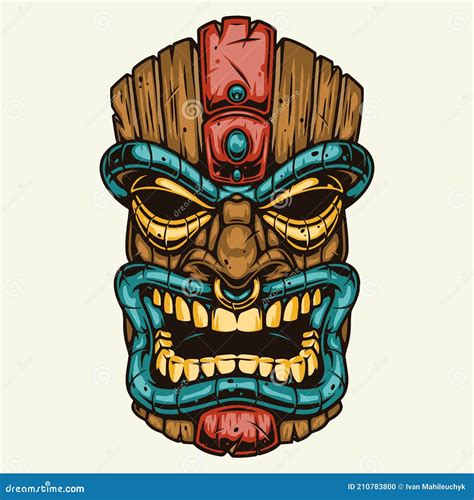 M Scara De Tiki Tribal Hawaiana De Madera Ilustraci N Del Vector