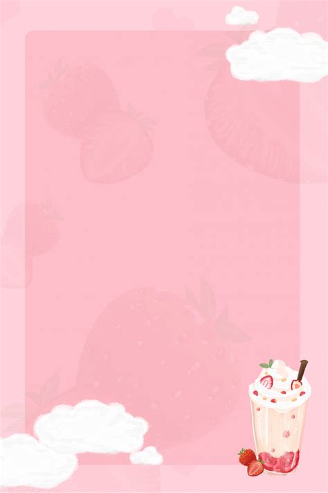 Summer Strawberry Milkshake Dessert Cold Drink Poster Background