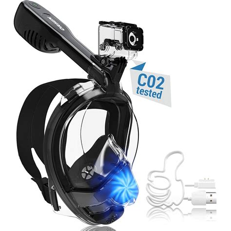 Маска за гмуркане с шнорхел с електрическа вентилация, акумулаторна ...