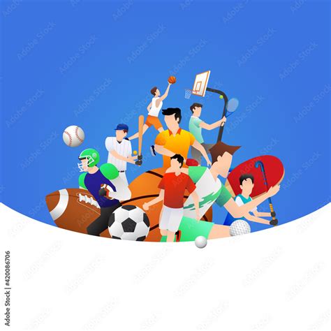 Vector illustration of sports background design with sport players in