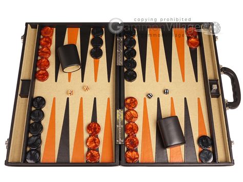 Aries™ Professional Leather Backgammon Set Blackbeige Elite Series