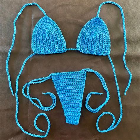 Blue Crochet Bikini Etsy