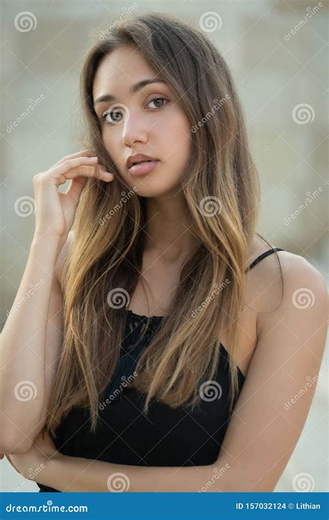 Gorgeous Summer Fashion Brunette Stock Photo Image Of Posing Summer