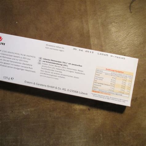 Erasmi - Lübecker Edel Marzipan, Rum | Kalorien, Nährwerte