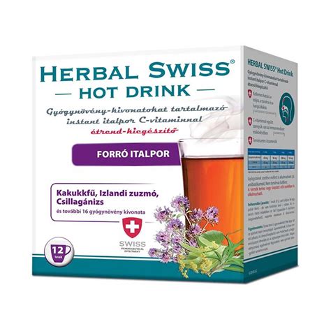 Herbal Swiss Hot Drink gyógynövény kivonatokat tartalmazó instant italpor Pingvin Patika