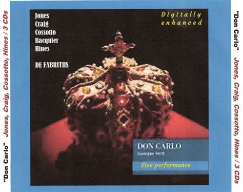 DON CARLO G Verdi 1967 Live 3 CDs Gwyneth Jones Charles Craig