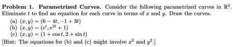 Solved Problem Parametrized Curves Consider The Following Parametrized Curves In R2 Eliminate