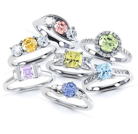 Rainbow Rings - Red Orange Yellow Green and Blue Diamonds