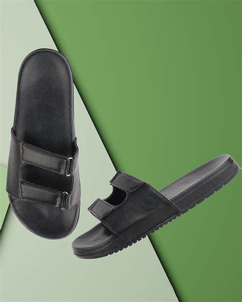 Buy Mens Black Sliders Online In India At Bewakoof