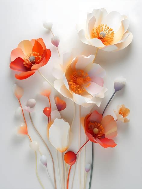 Premium AI Image Painting Background Illustration Flower Orange White