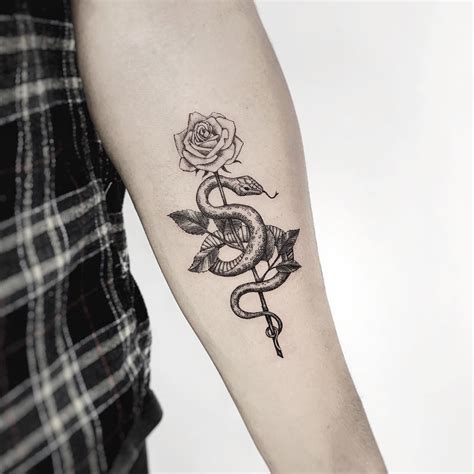 Snake And Rose Tattoo Hand Tattoos Inner Arm Tattoos Tattoos